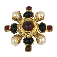 Chanel  Maison  Gripoix Poured Glass Crest Brooch