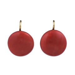 Oversized Coral Button Earrings