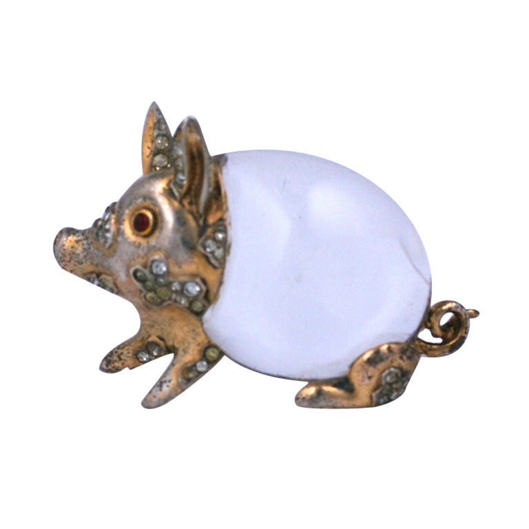 Amusing Trifari Jelly Belly Pig Brooch, Alfred Phillipe