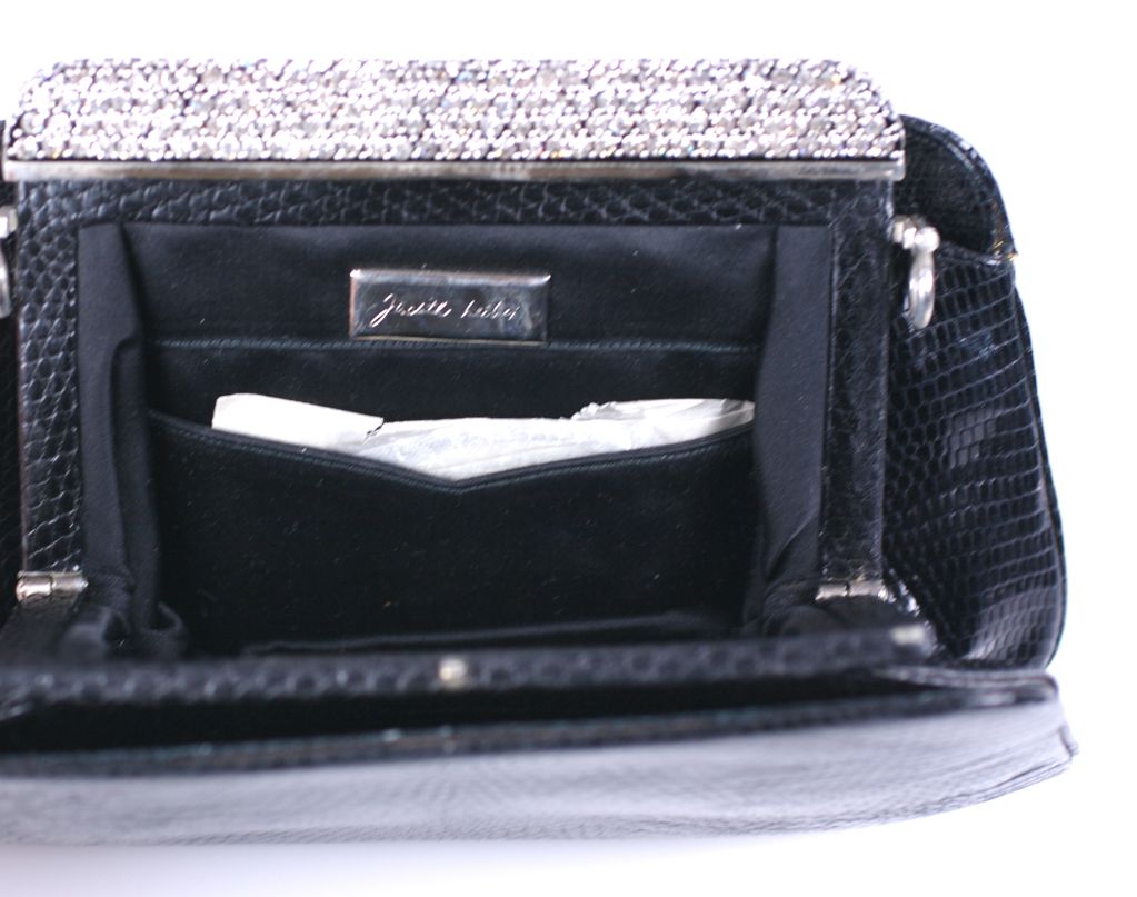 Black Judith Leiber Snake and Pave Clutch