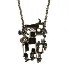 Collana modernista in Wood Pearl Sterling