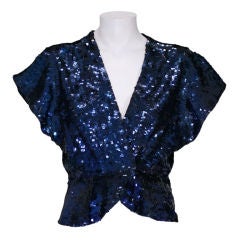 Midnight Blue Sequinned Evening Jacket, 1930s 9