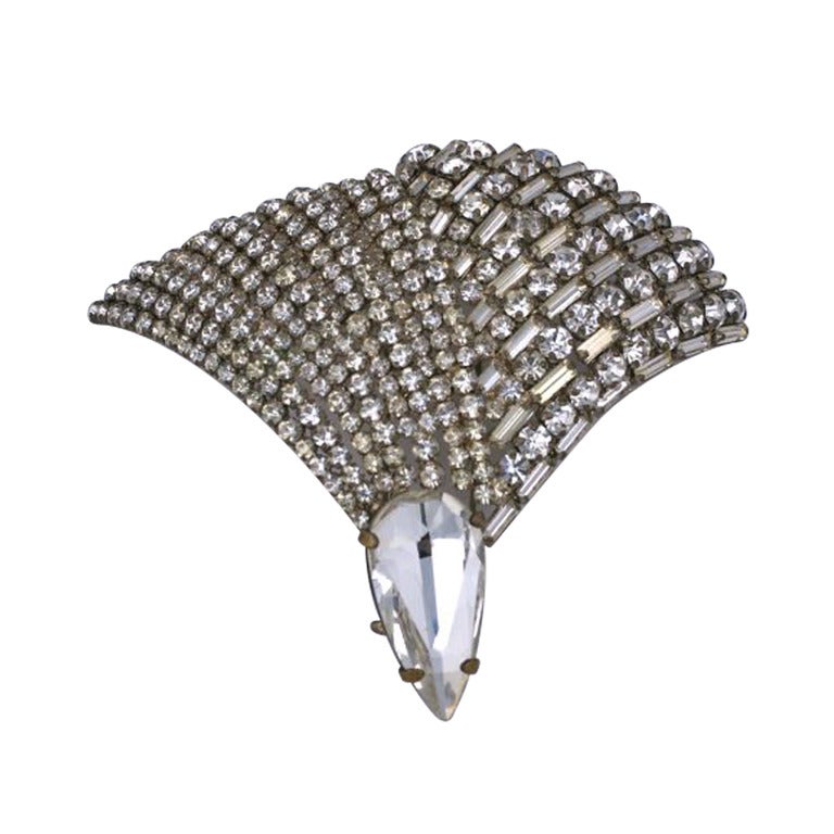 Elaborate French Crystal Dress Clip For Sale