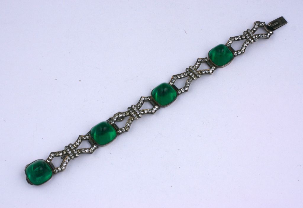 Art Deco Sterling Paste Bracelet In Excellent Condition For Sale In New York, NY