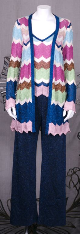 Missoni Lurex-Leder  Strick-Hosenanzug im Zustand „Hervorragend“ im Angebot in New York, NY