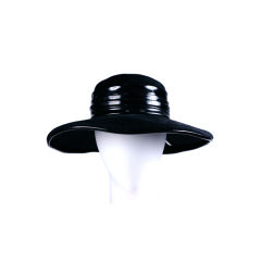 Chic Halston Wool Felt and Patent Hat 4