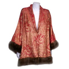 Art  Deco Gold and Red Silk Lame Jacket
