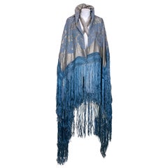 Vintage Japanesque Lame Broche Fringed Cape, 1920s
