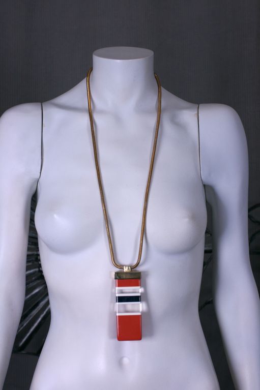 Lanvin Striped Resin Pendant In Excellent Condition For Sale In New York, NY