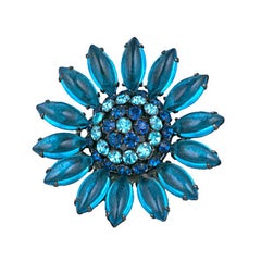 Retro Schreiner  Blue Flower Brooch