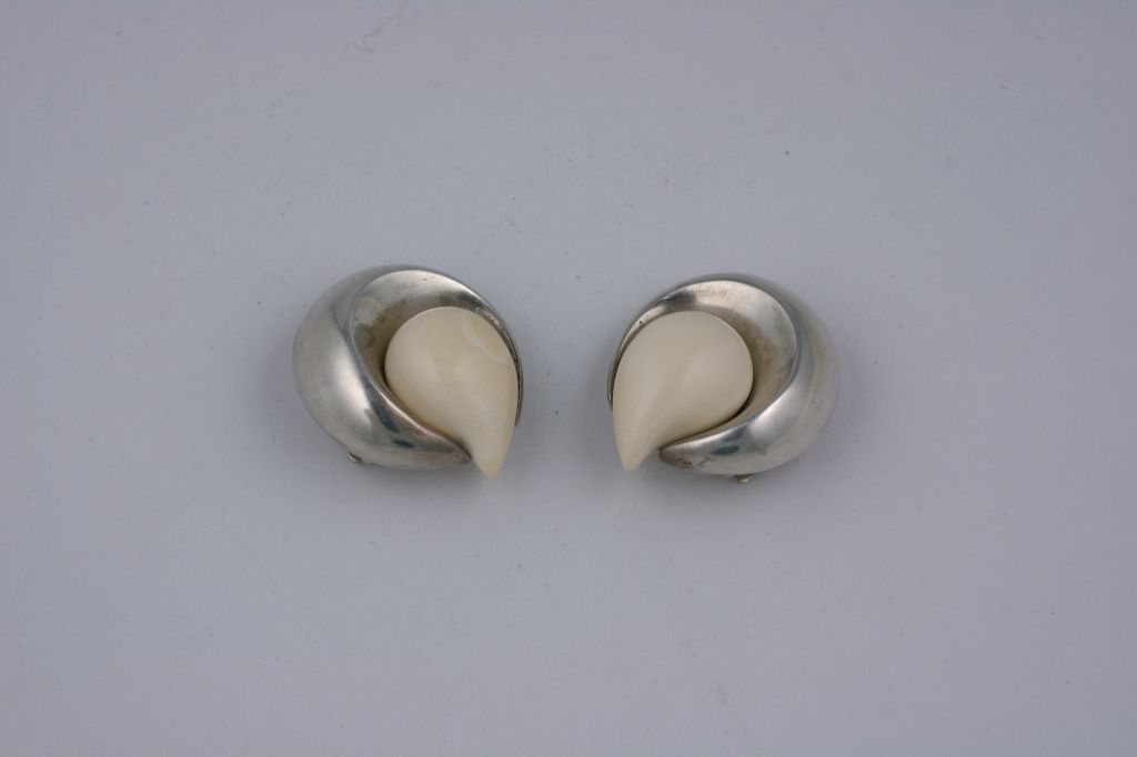 Patricia Von Musulin Sterling and Ivory Earrings 1