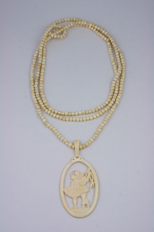 Women's Ivory Flapper Necklace with Pierrot