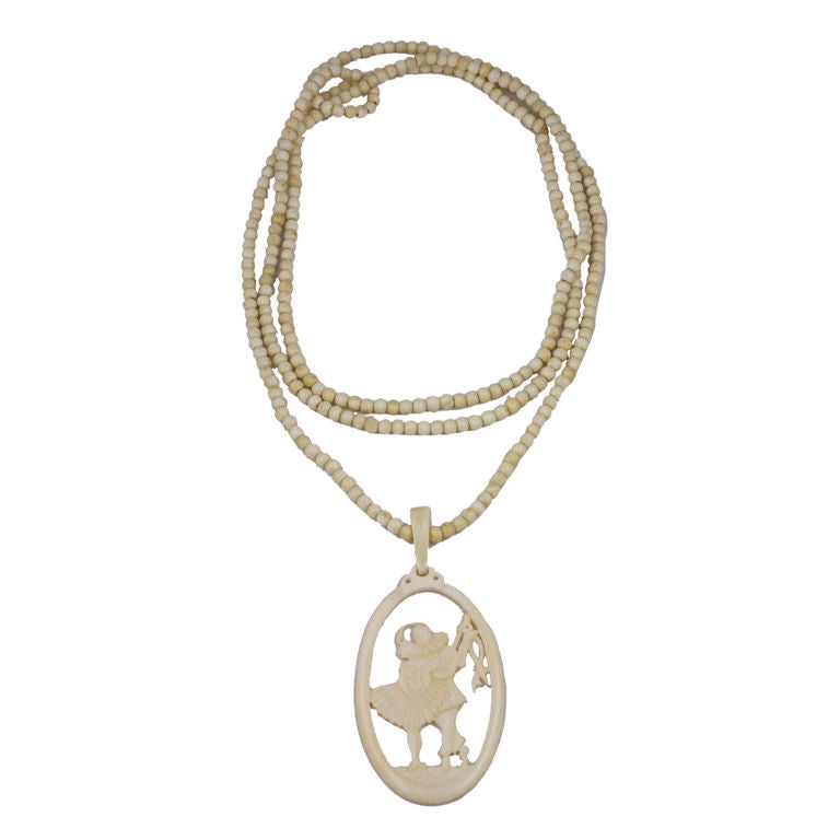 Ivory Flapper Necklace with Pierrot