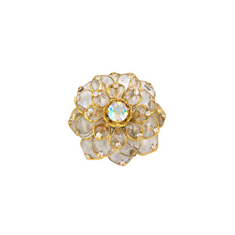 MWLC Pave Zinnia Crystal Flower Brooch For Sale