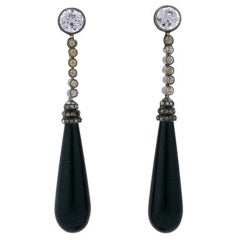 Fine French Art Deco Paste and Onyx Earrings 10