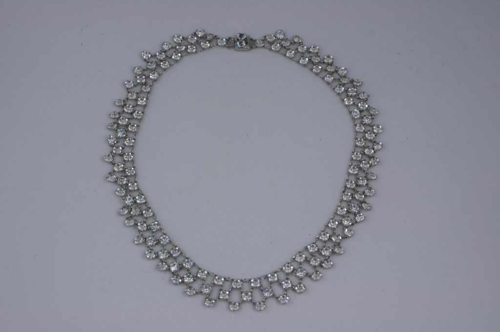Women's Delicate Crystal Art Deco Necklace For Sale