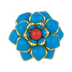 MWLC Bague Zinnia en verre coulé turquoise