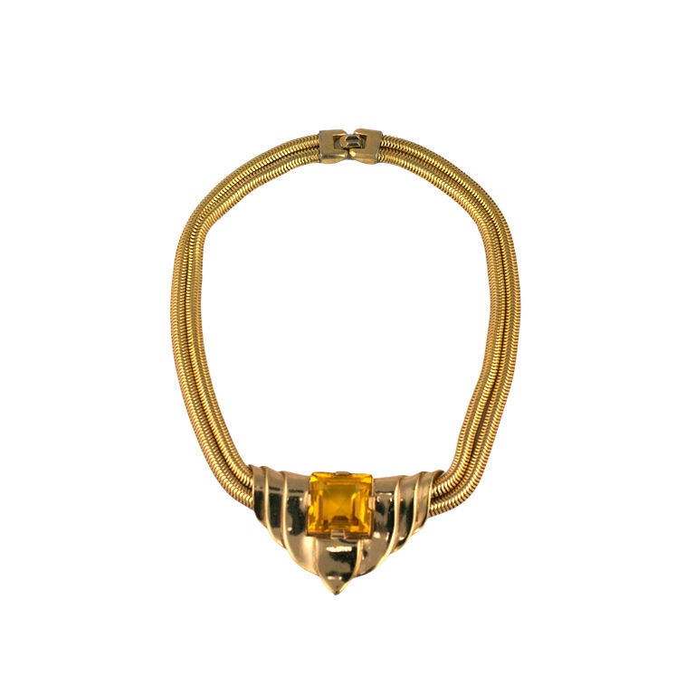 Collana Trifari in stile retrò anni '40 con topazio finto