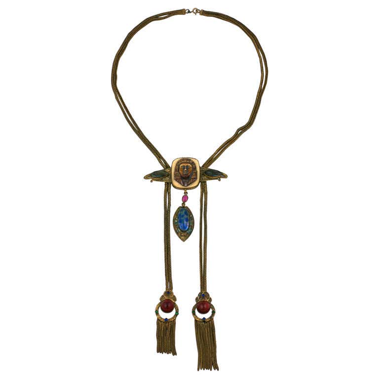 Unusual 1920s Eygptian Revival Czech Necklace For Sale At 1stdibs 