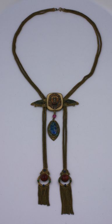 Unusual 1920's Eygptian Revival Czech Necklace In Excellent Condition For Sale In New York, NY