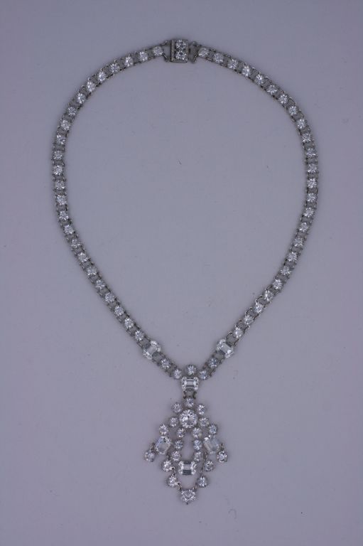 Women's Deco Crystal Necklace with Pendant For Sale