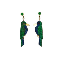 Vintage Deco Celluloid and Paste Parrot Earrings