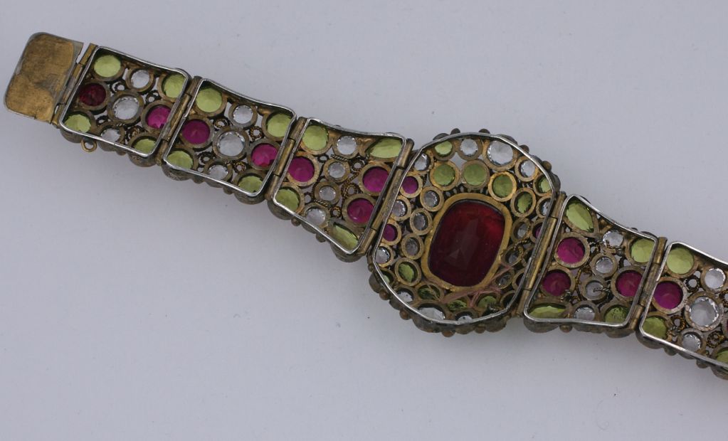 Art Deco Lovely Hobe Colored Crystal Bracelet