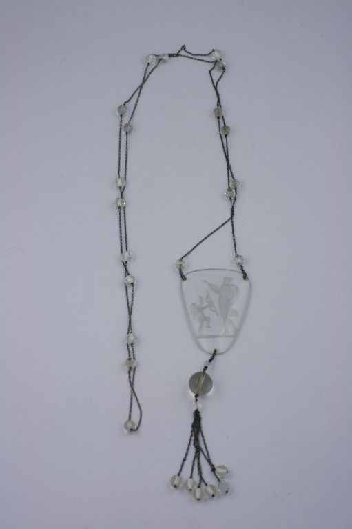 Art Deco French Art  Deco Crystal Necklace For Sale