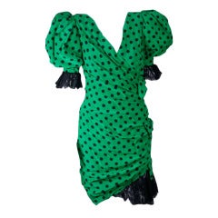French Polka Draped Dot Cocktail Dress 6