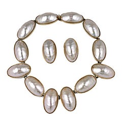 Vintage Kenneth Jay Lane Faux Mabe Pearl Collar Set