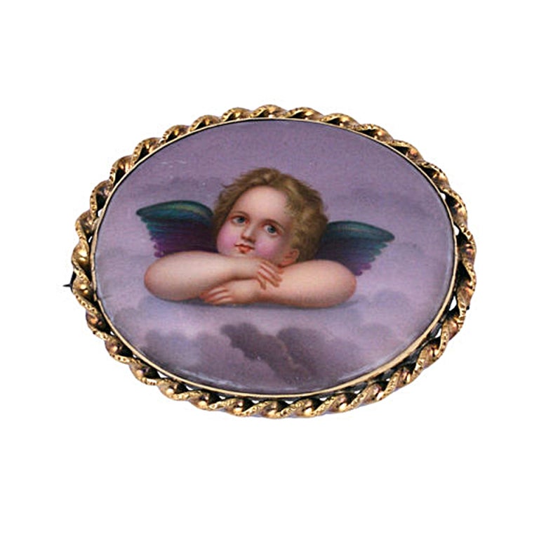 Spilla a forma di cherubino vittoriana, anni 1880