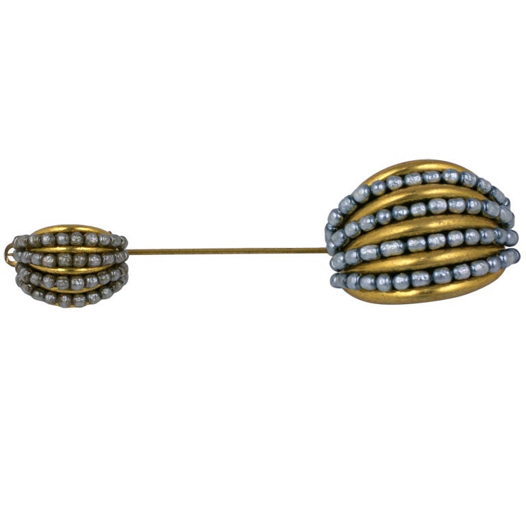 Miriam Haskell Pearl and Gilt Stickpin For Sale