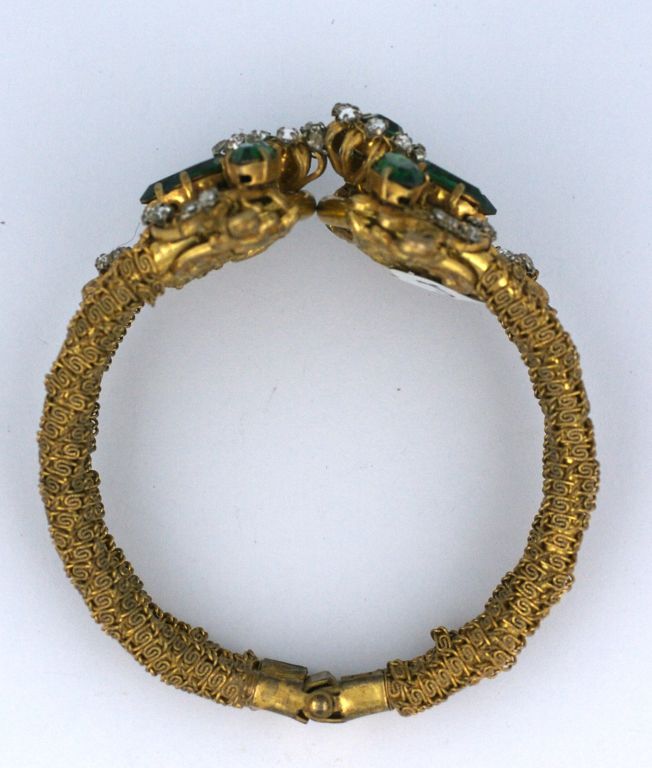 Miriam Haskell Olivine Hinged Gilt Bangle In Excellent Condition In New York, NY