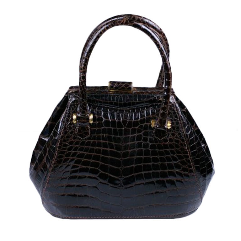 Unusual Center Cut Alligator Bag For Sale