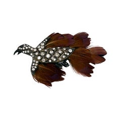 French Paste Feathered Bird Stickpin