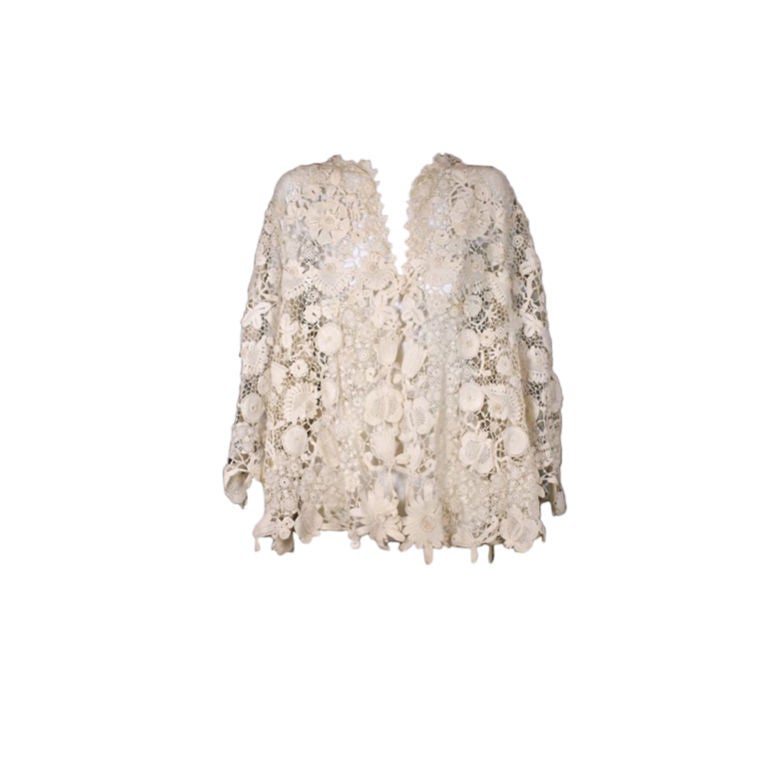 Lovely Irish Crochet Edwardian Full Sleeved Jacket