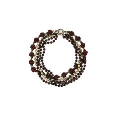 Miriam Haskell Ruby Leaf Necklace, Gripoix Glass