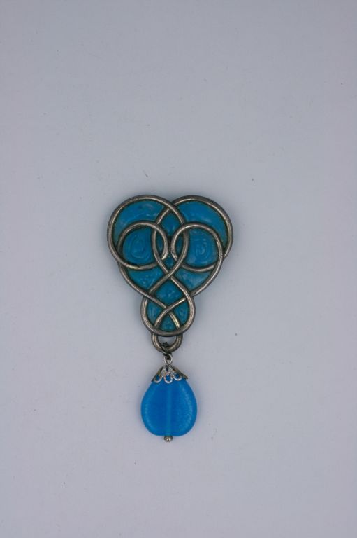 Maison Gripoix for Christian Dior Poured Glass Art Nouveau Brooch In Excellent Condition For Sale In New York, NY