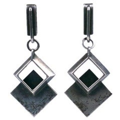 Boucles d'oreilles modernistes Lobel en argent sterling