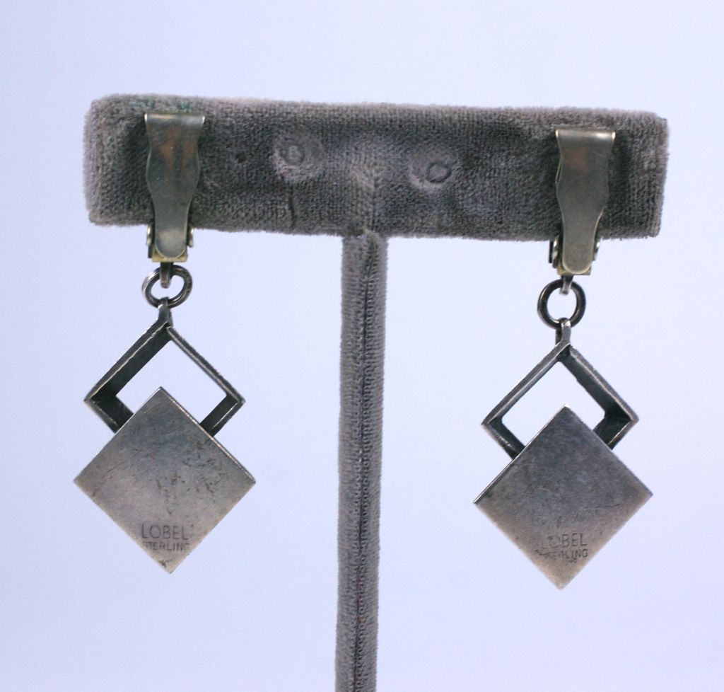 Lobel Modernist Sterling Earrings In Excellent Condition For Sale In New York, NY