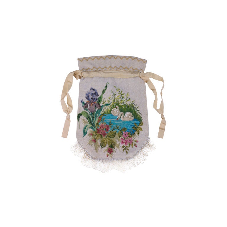 Victorian Microbead Figural Swan Bag