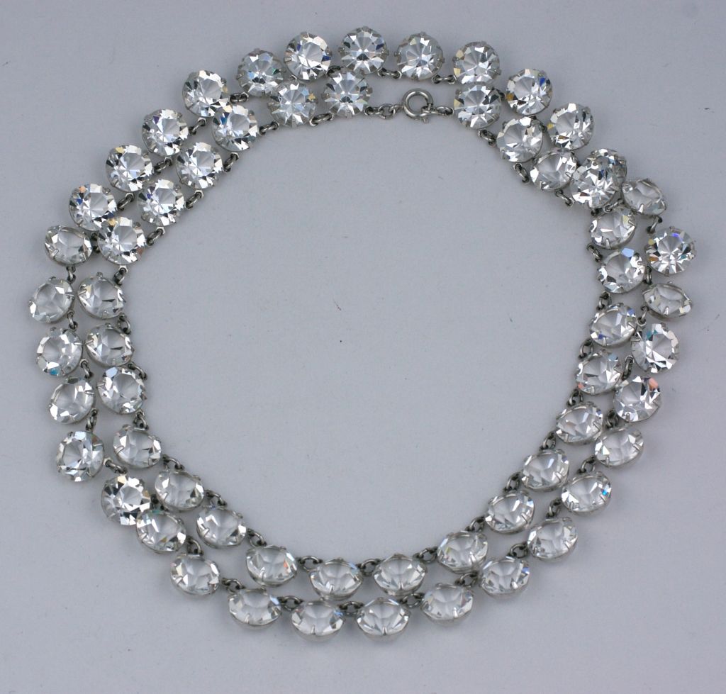 Attractive Art Deco crystal chain of round 12mm crystals set into rhodiumed metal. Wonderful condition and sparkle. 30