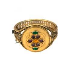 Vintage Unusual Jewelled Compact Cuff, 1940s