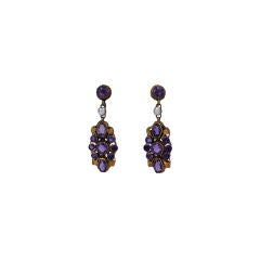 Antique Hungarian Amethyst and Pearl Earrings
