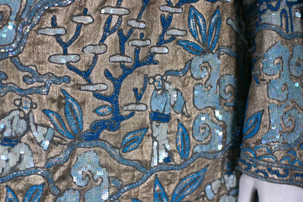 Chinoiserie Art Deco Lame Coat, Margaine Lacroix 1925 For Sale 3