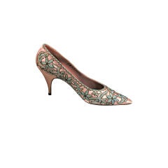 Italian Tambour Embroidered Pink Silk Pumps 5