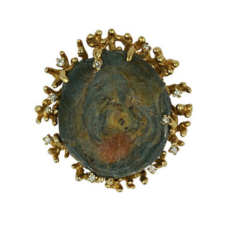 Panetta Abstract Mineral Brooch-Pendant For Sale