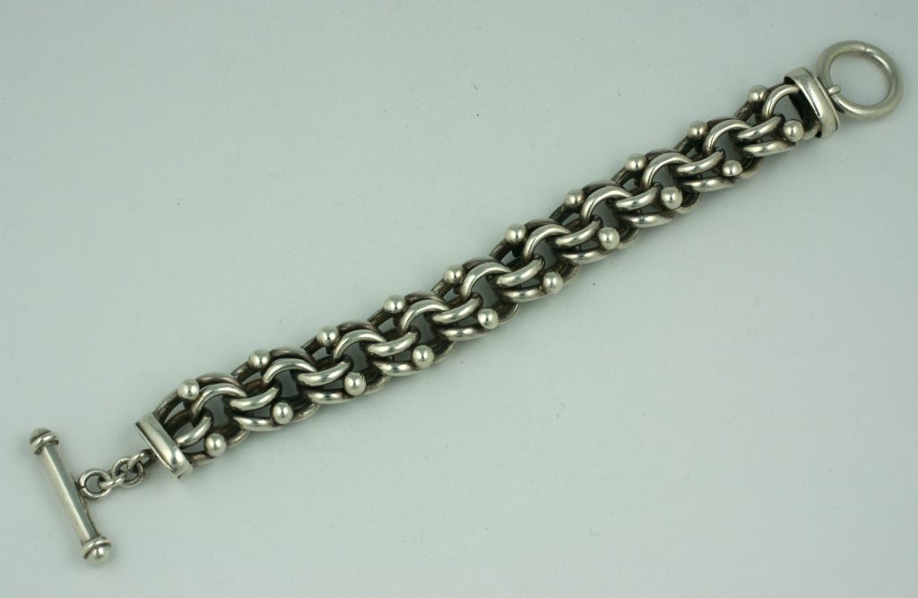 Women's or Men's Chunky Sterling Ball and Chain Link Bracelet