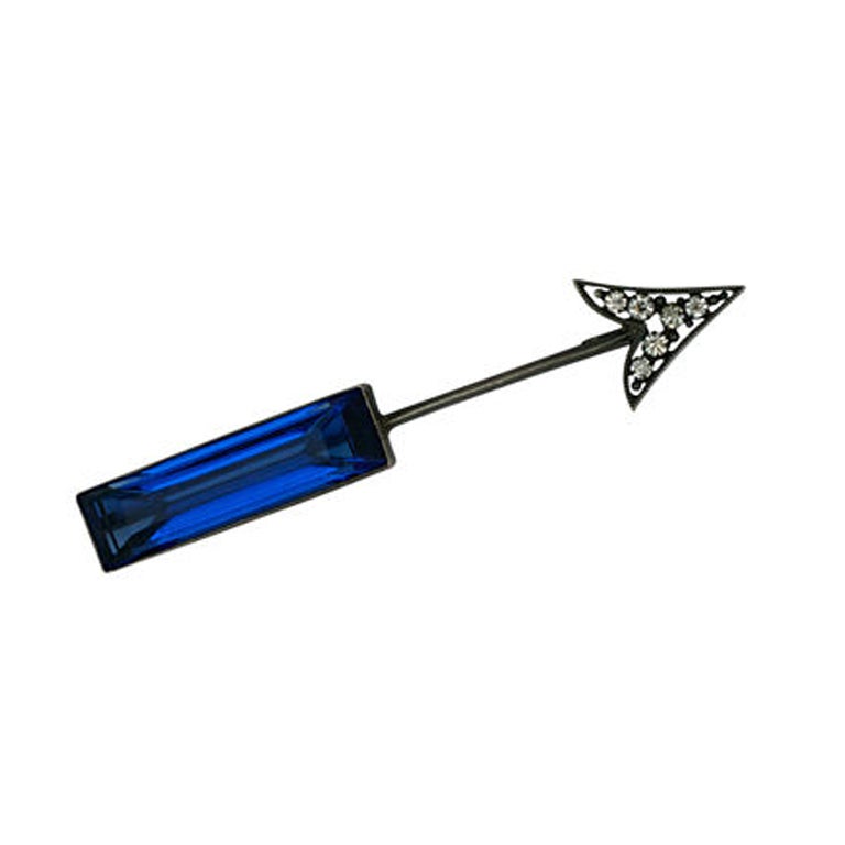 Art Deco Paste and Sapphire Arrow Brooch For Sale