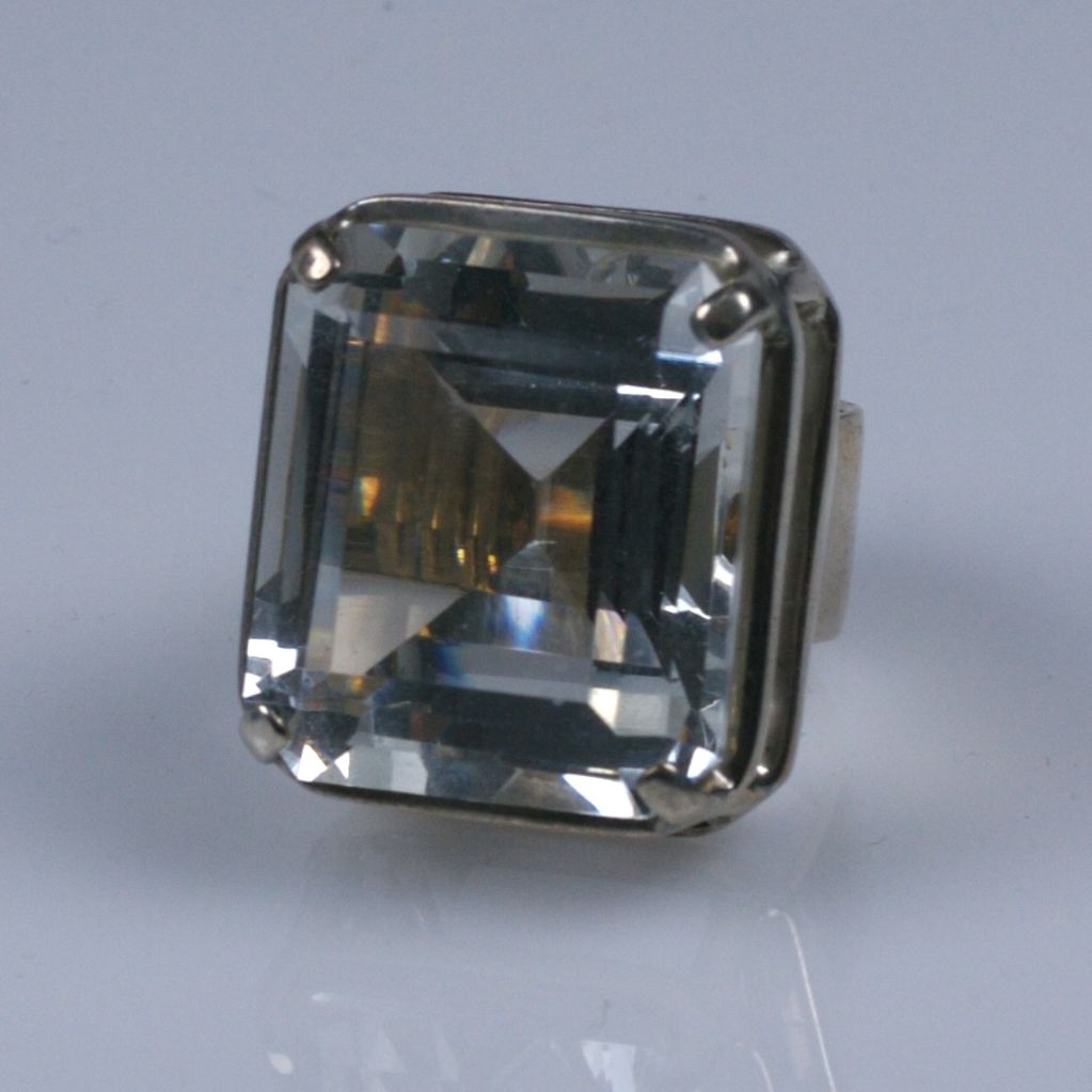 Massive Scandanavian Sterling and Quartz Ring